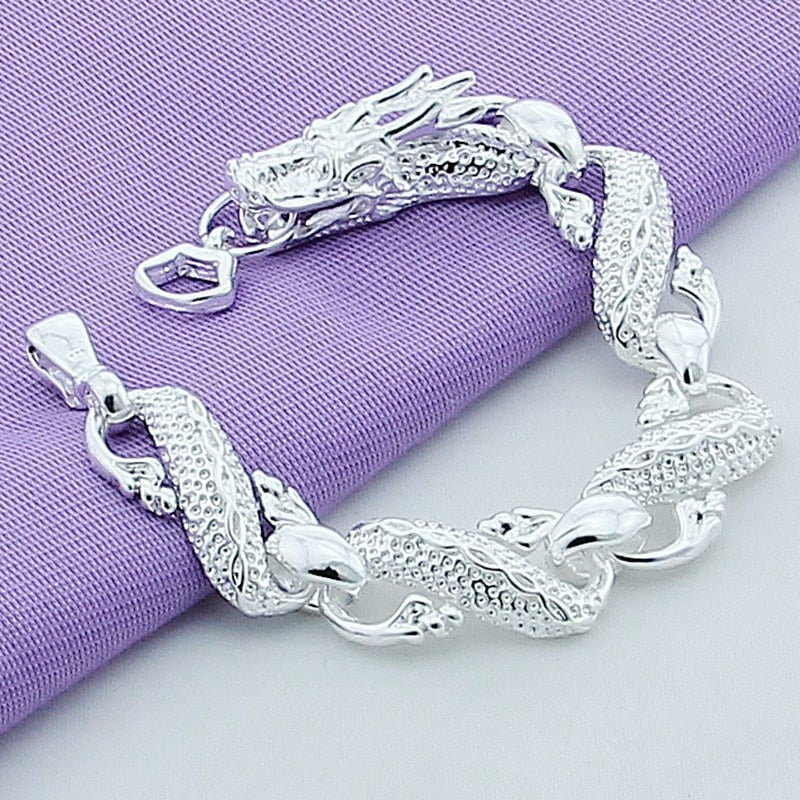 Peris Gems Silver Dragon Chain Bracelet Unisex | Sterling Silver Bracelet SHEIN Amazon Temu