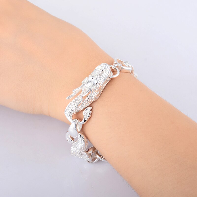 Peris Gems Silver Dragon Chain Bracelet Unisex | Sterling Silver Bracelet SHEIN Amazon Temu