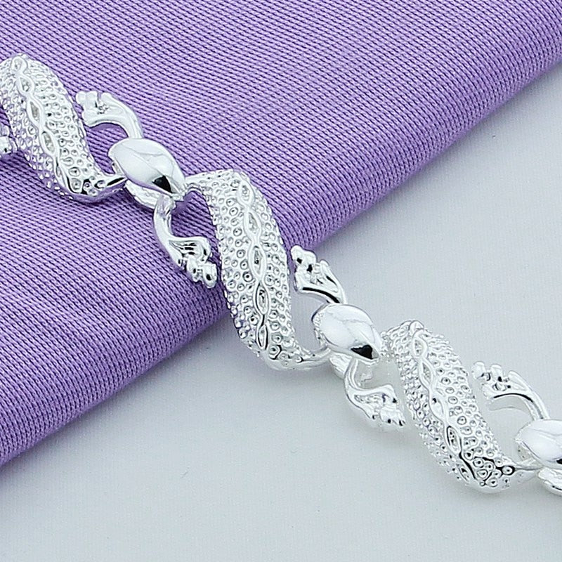 Peris Gems Silver Dragon Chain Bracelet Unisex | Sterling Silver Bracelet SHEIN Amazon Temu
