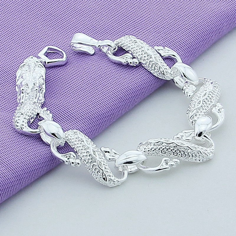 Peris Gems Silver Dragon Chain Bracelet Unisex | Sterling Silver Bracelet SHEIN Amazon Temu