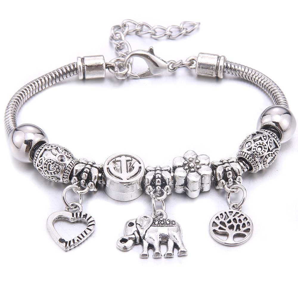Peris Gems Silver Elephant Dragonfly & Owl Pendants Crystal Charm Bracelets | Beads Bracelet for Women SHEIN Amazon Temu
