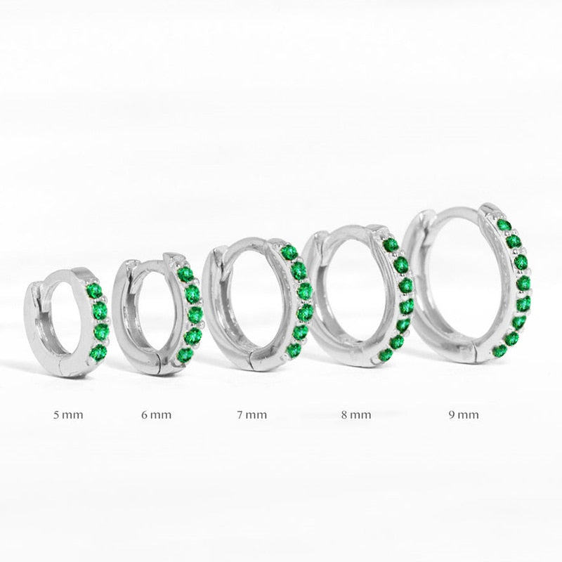 Peris Gems Silver Emerald / 6mm 2pcs Real 925 Sterling Silver Hoop Earrings for Women | Round Circle Earrings SHEIN Amazon Temu