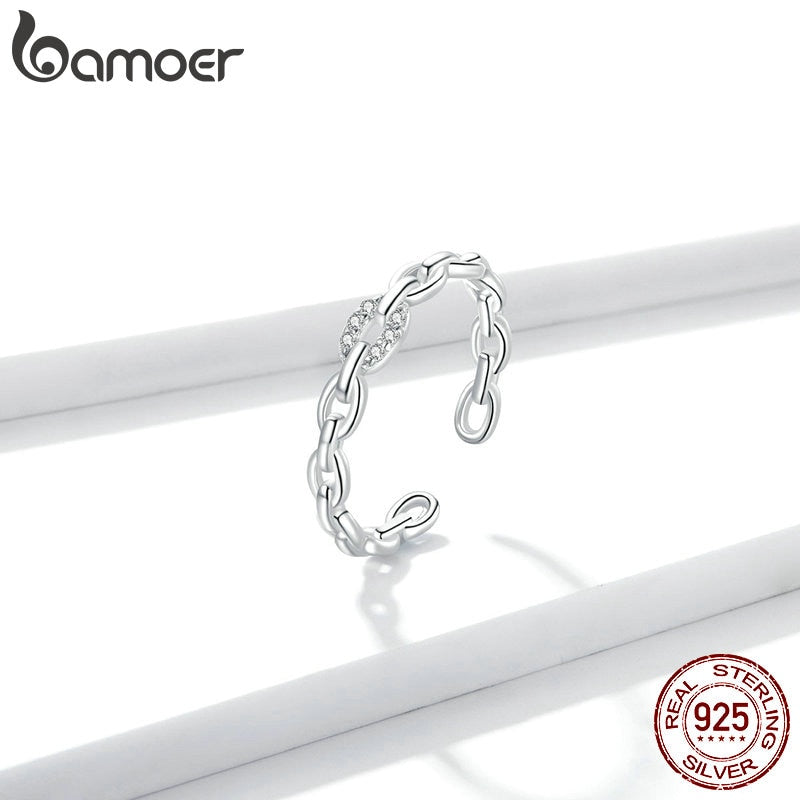 Peris Gems Silver Geometric Chain Ring for Women | 925 Wedding Band SHEIN Amazon Temu