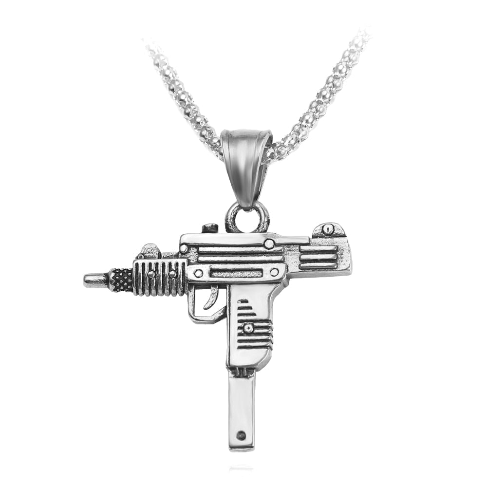 Peris Gems silver Gold Uzi Necklaces Unisex | Goth Hip-Hop Gun Jewelry SHEIN Amazon Temu