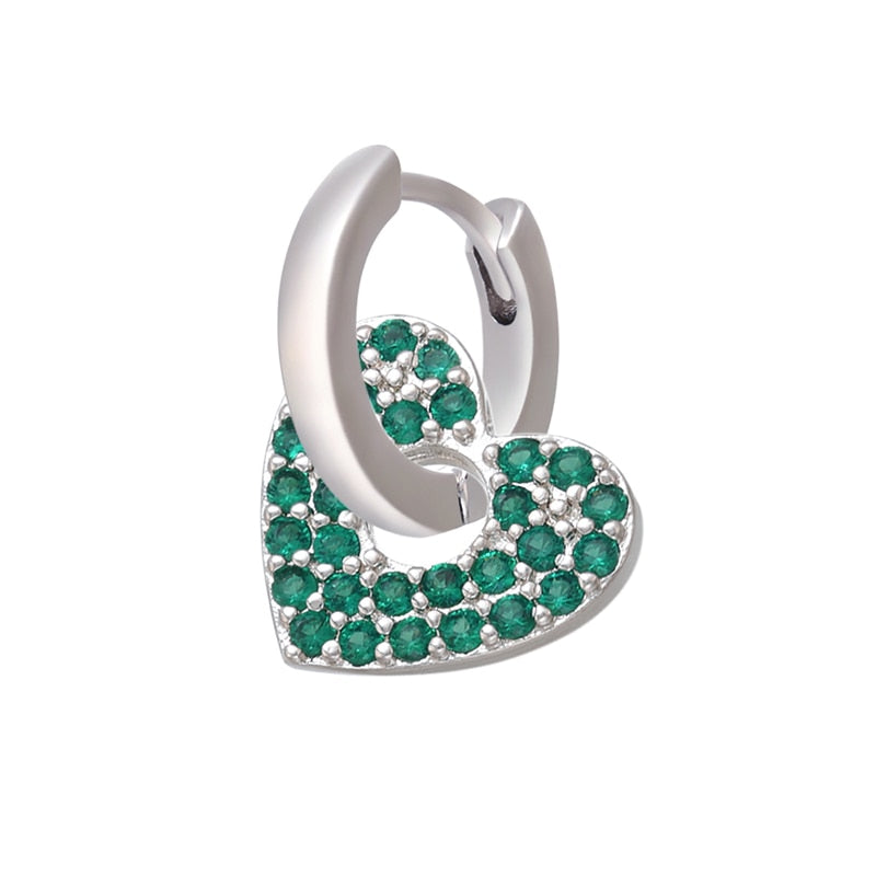 Peris Gems silver green-1piece Crystal Heart Earrings for Women | Gold and Diamond Hoop Earrings SHEIN Amazon Temu