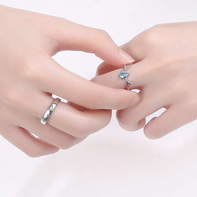 Peris Gems Silver Green Leaf Rings for Couples | 2pc Silver Unisex Rings SHEIN Amazon Temu