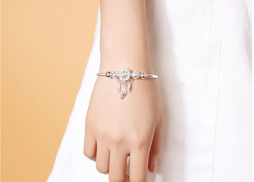 Peris Gems Silver Heart Tassel Bracelet for Women | Dreamcatcher Feather Bracelet Silver Heart Tassel Bracelet for Women | Feather Bracelet SHEIN Amazon Temu