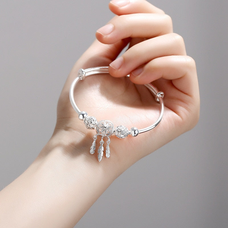 Peris Gems Silver Heart Tassel Bracelet for Women | Dreamcatcher Feather Bracelet Silver Heart Tassel Bracelet for Women | Feather Bracelet SHEIN Amazon Temu