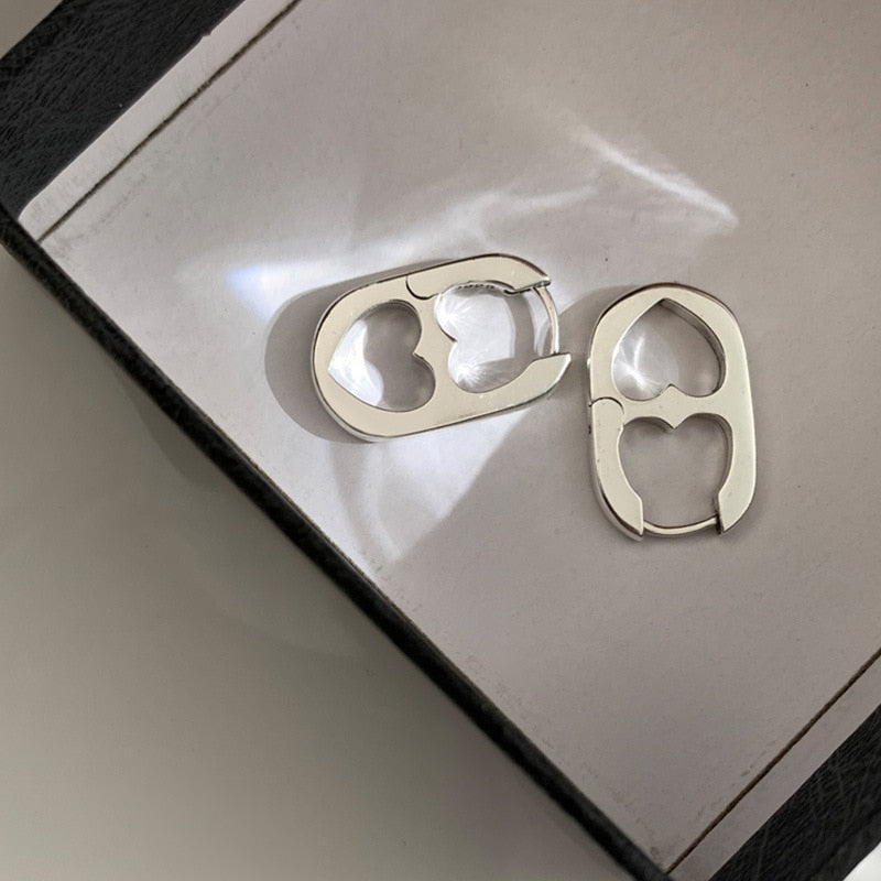 Peris Gems Silver Hollow Double Heart Earrings for Women | Soda Pop Top Earrings SHEIN Amazon Temu