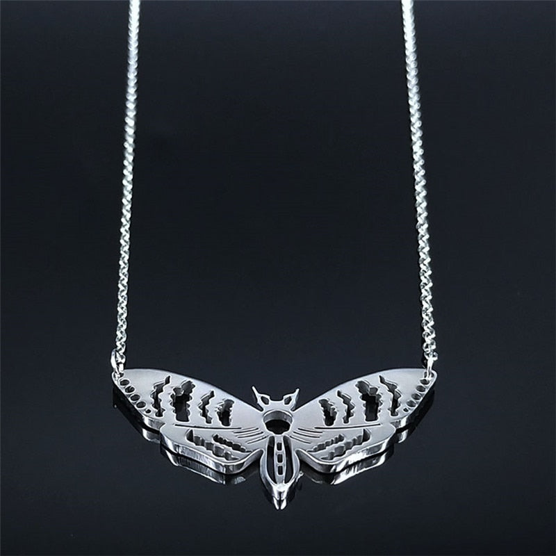 Peris Gems Silver Hollow Moth Necklaces Unisex | Gold Stainless Steel SHEIN Amazon Temu