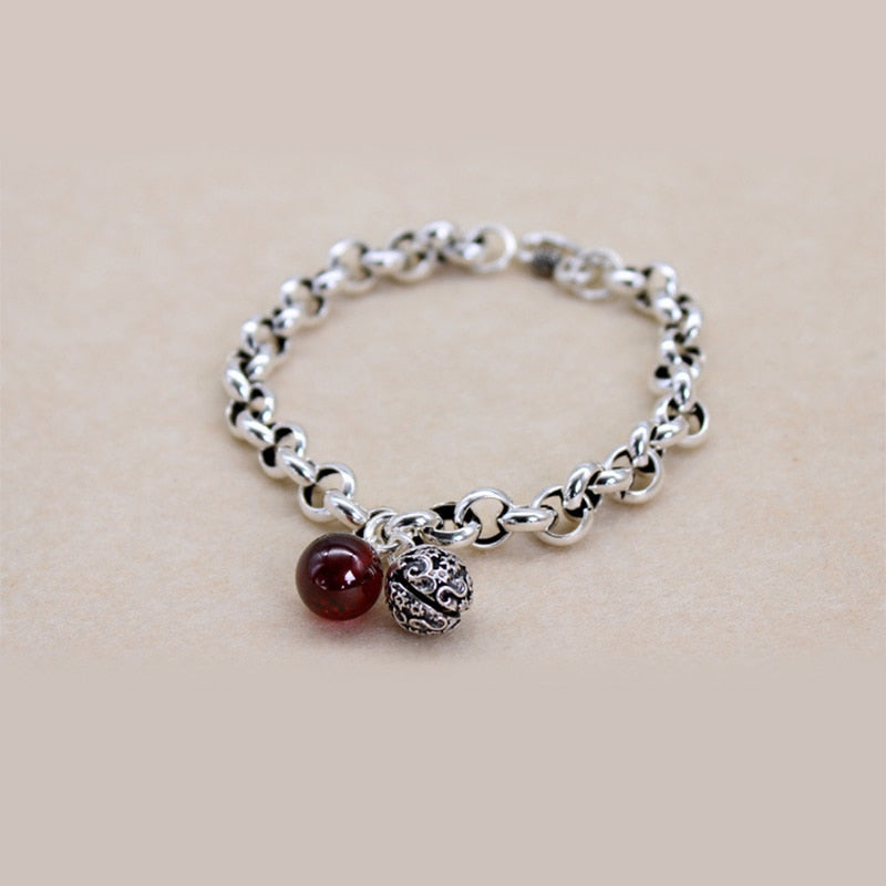 Peris Gems Silver Hollow Silver Chain Bracelet with Cherry Stone for Women SHEIN Amazon Temu