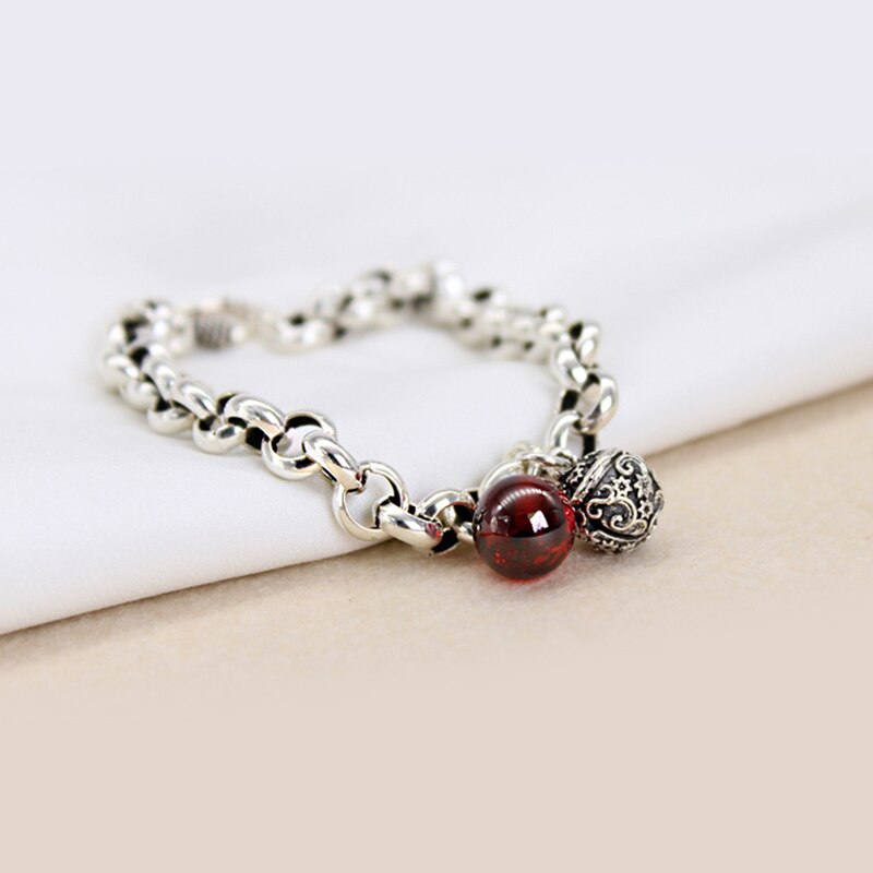 Peris Gems Silver Hollow Silver Chain Bracelet with Cherry Stone for Women SHEIN Amazon Temu