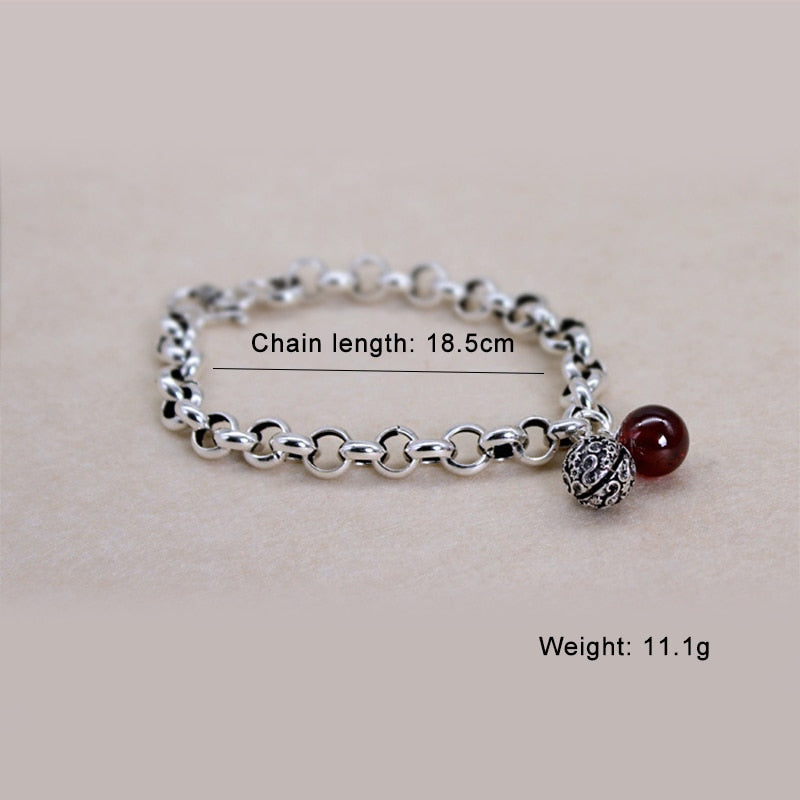 Peris Gems Silver Hollow Silver Chain Bracelet with Cherry Stone for Women SHEIN Amazon Temu