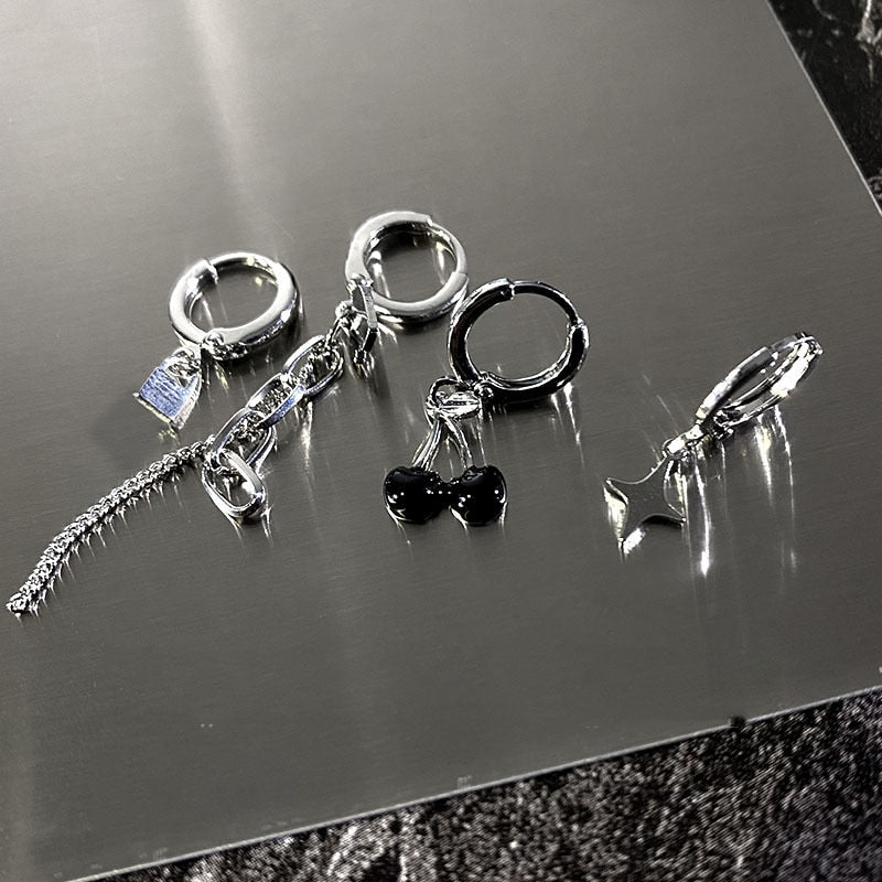 Peris Gems Silver Love Heart Cherry Dangle Earrings Set | Women&