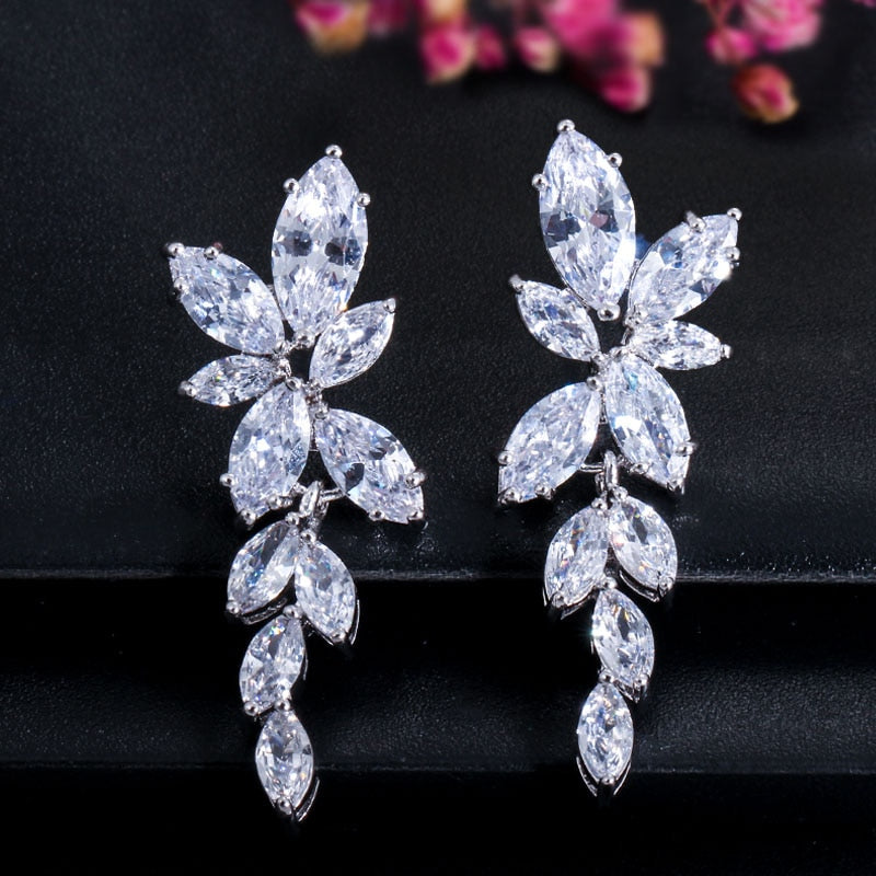 Peris Gems silver Marquise Cut Diamond Flower Cluster Tassel Earrings for Women Marquise Cut Diamond Flower Cluster Tassel Earring for Women SHEIN Amazon Temu