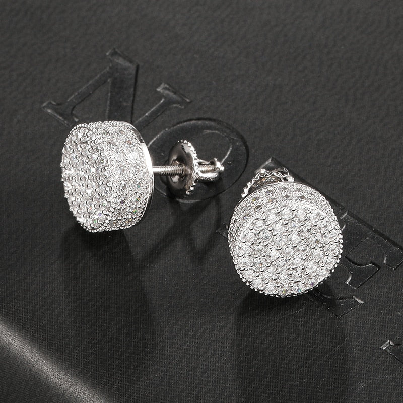 Peris Gems Silver Micro Paved Round Full Diamond Stud Earrings Unisex SHEIN Amazon Temu