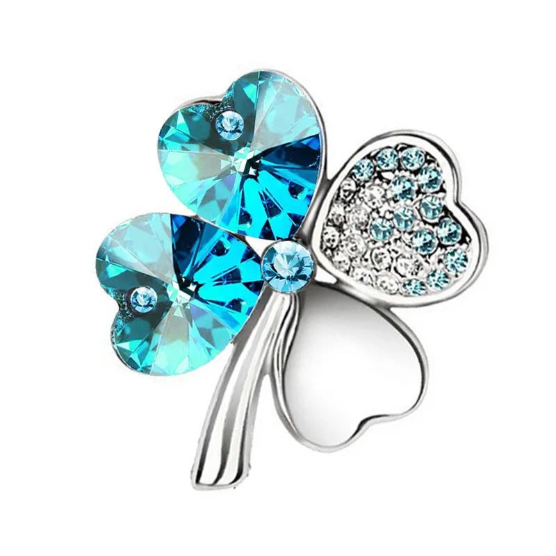 Peris Gems silver oceanblue Irish Luck Four Leaf Clover Lapel Badge Pins SHEIN Amazon Temu