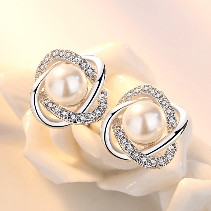 Peris Gems Silver Pearl Luxurious Diamond and Pearl 925 Silver Stud Earrings for Women Luxurious Diamond and Pearl 925 Silver Stud Earrings Women SHEIN Amazon Temu