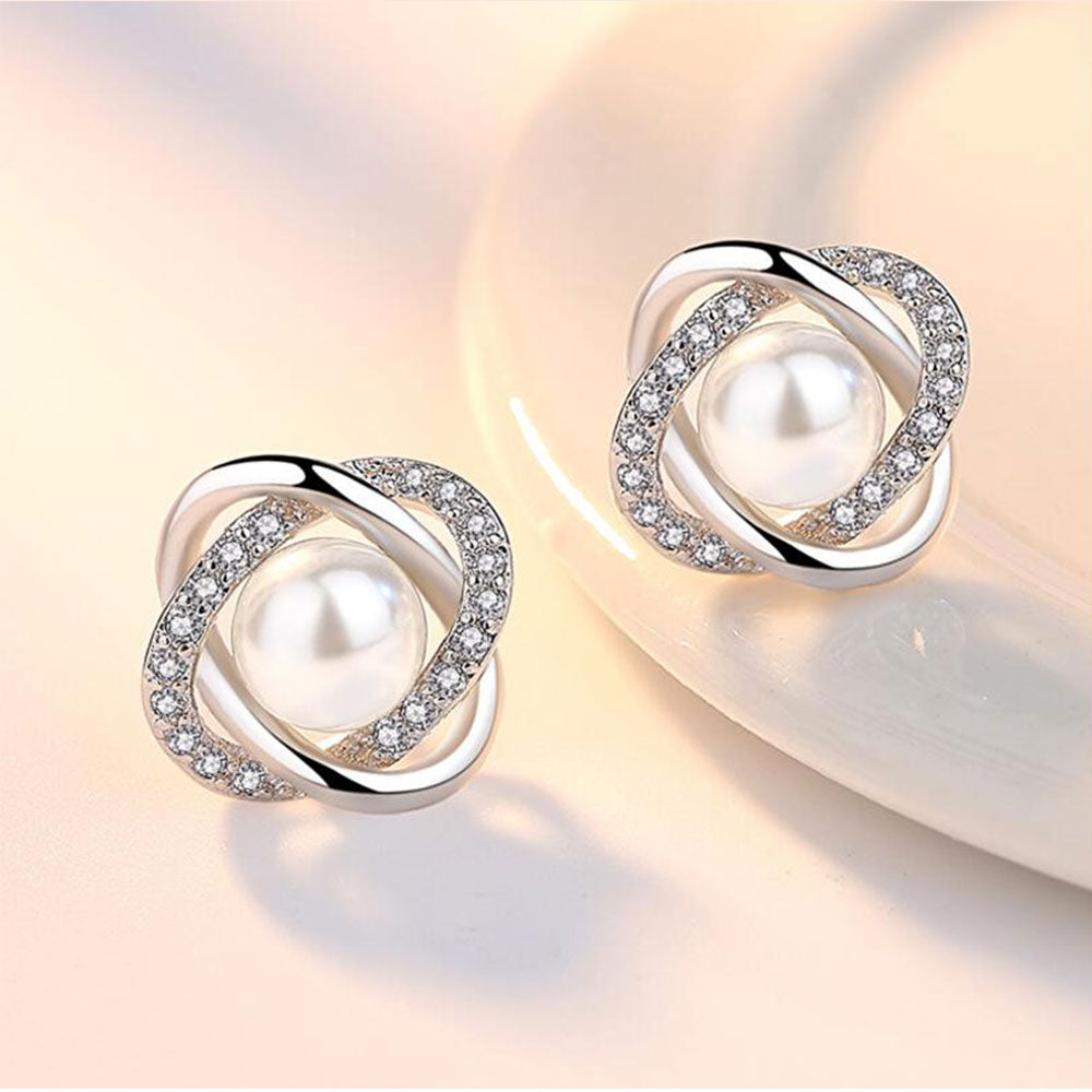 Peris Gems Silver Pearl Luxurious Diamond and Pearl 925 Silver Stud Earrings for Women Luxurious Diamond and Pearl 925 Silver Stud Earrings Women SHEIN Amazon Temu