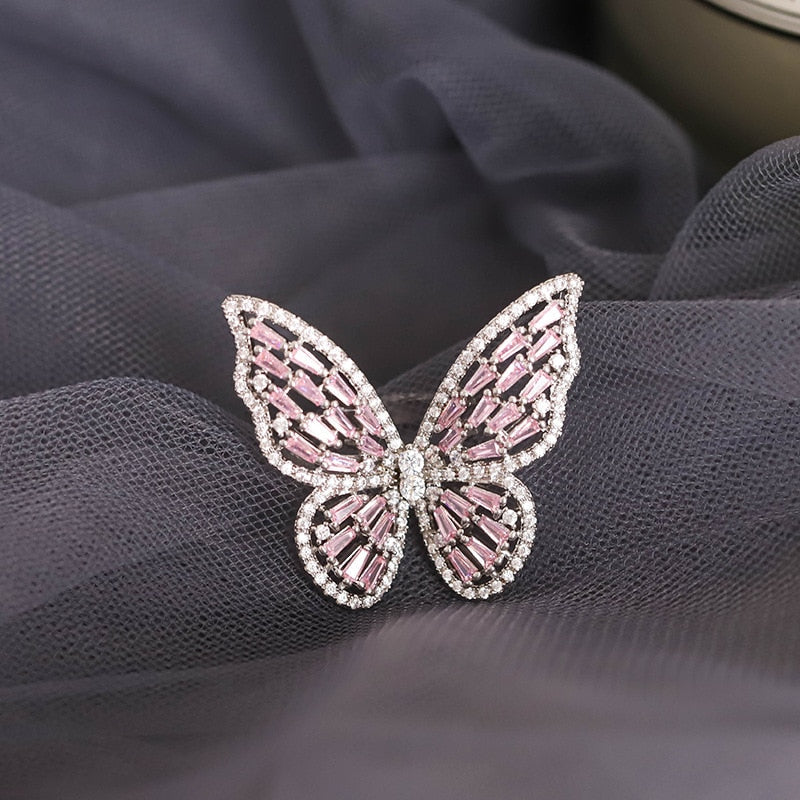 Peris Gems Silver-Pink / Resizable Luxurious Diamond Butterfly Ring Collection for Women SHEIN Amazon Temu