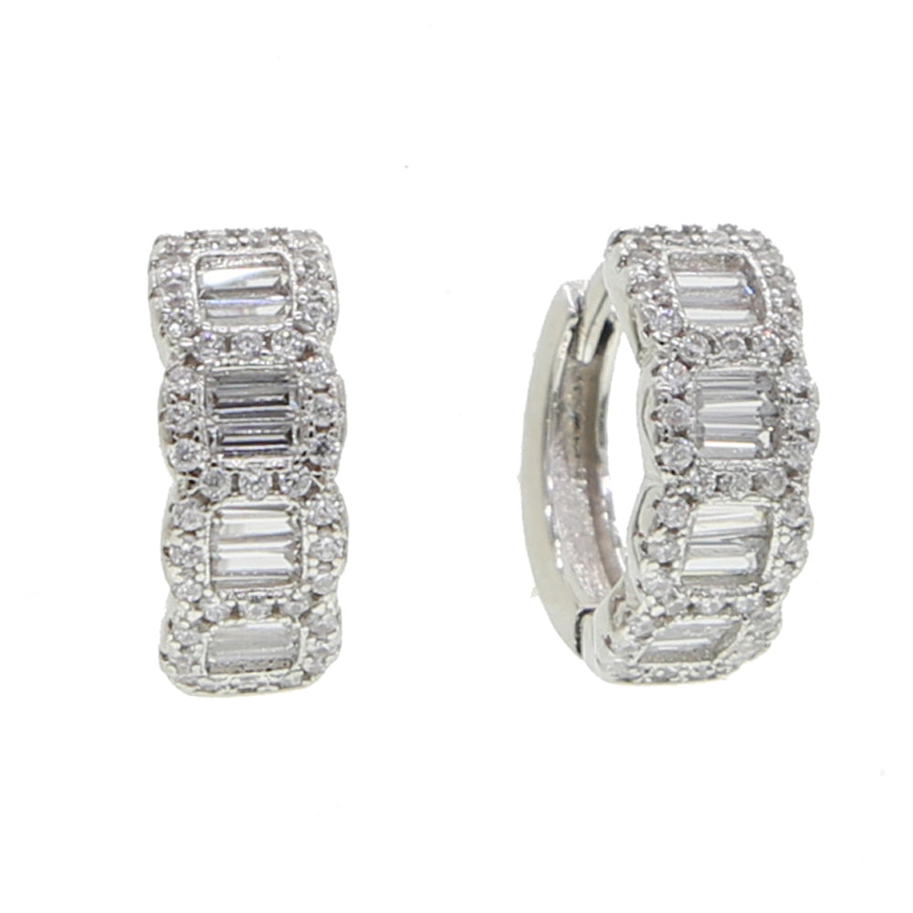 Peris Gems Silver Rectangle Diamond Earrings for Women | Cubic Diamond Gold and Silver Earrings for Women SHEIN Amazon Temu