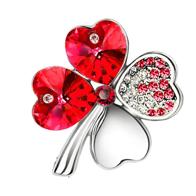 Peris Gems silver red Irish Luck Four Leaf Clover Lapel Badge Pins SHEIN Amazon Temu