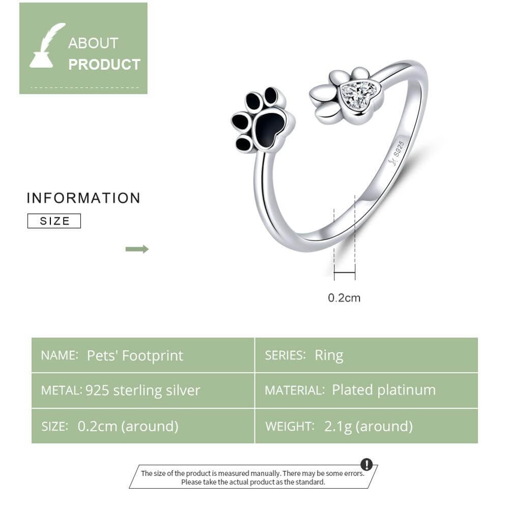 Peris Gems Silver / Resizable Adjustable 925 Silver Dog Paw Diamond Ring for Women SHEIN Amazon Temu