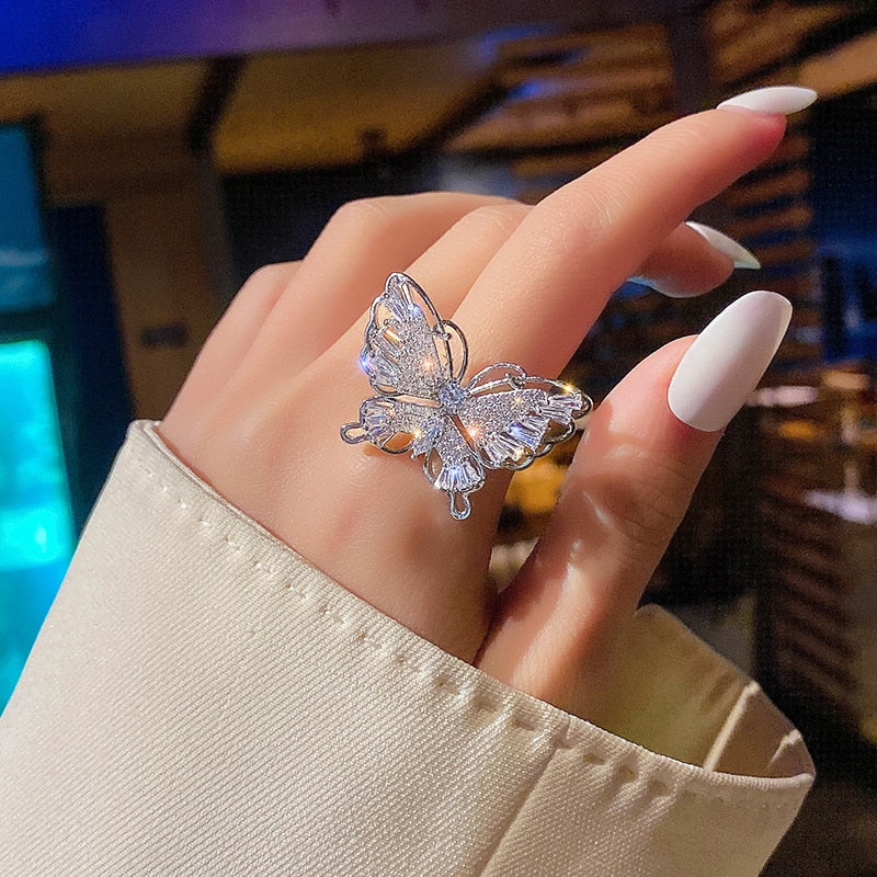 Peris Gems Silver / Resizable Luxurious Diamond Butterfly Ring Collection for Women SHEIN Amazon Temu