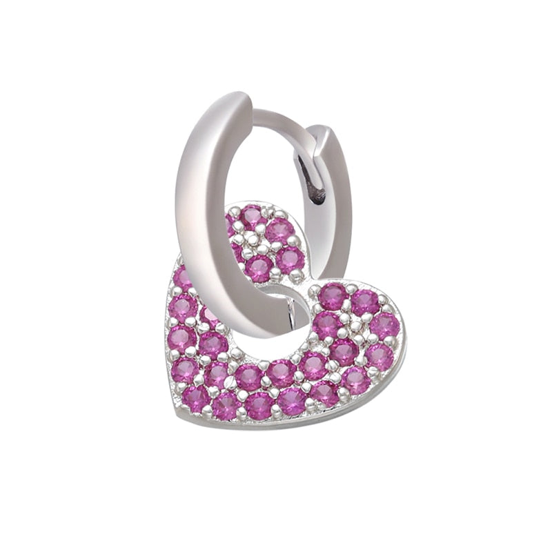 Peris Gems silver rose-1piece Crystal Heart Earrings for Women | Gold and Diamond Hoop Earrings SHEIN Amazon Temu