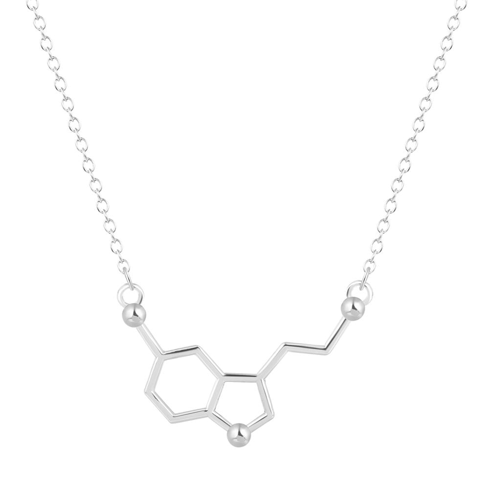 Peris Gems Silver Serotonin Molecule Necklaces for Women | Gold and Silver Chemistry Necklace SHEIN Amazon Temu
