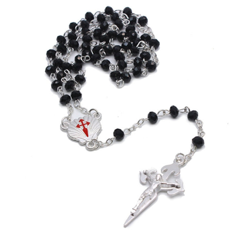 Peris Gems Silver Silver Catholic Rosary Necklace for Women | Round Glass Beads Virgin Mary Pendant Silver Catholic Rosary Necklace for Women | Round Glass Bead SHEIN Amazon Temu