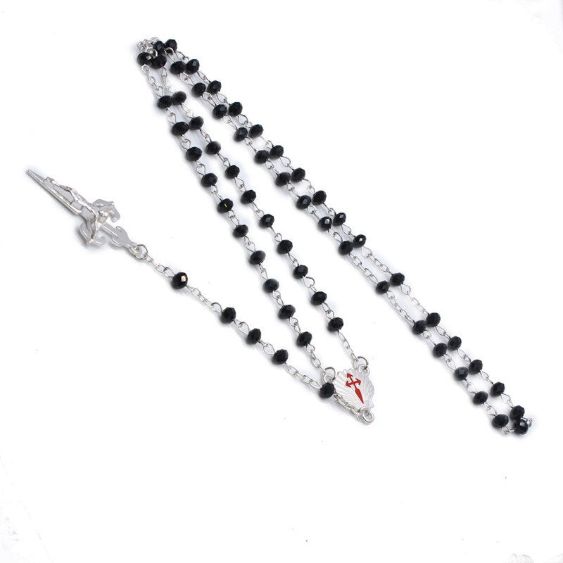 Peris Gems Silver Silver Catholic Rosary Necklace for Women | Round Glass Beads Virgin Mary Pendant Silver Catholic Rosary Necklace for Women | Round Glass Bead SHEIN Amazon Temu