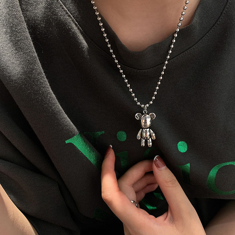 Peris Gems Silver Silver Metal Teddy Bear Necklace for Women | Pattern Teddy Bear Silver Metal Teddy Bear Necklace for Women | Teddy Bear SHEIN Amazon Temu