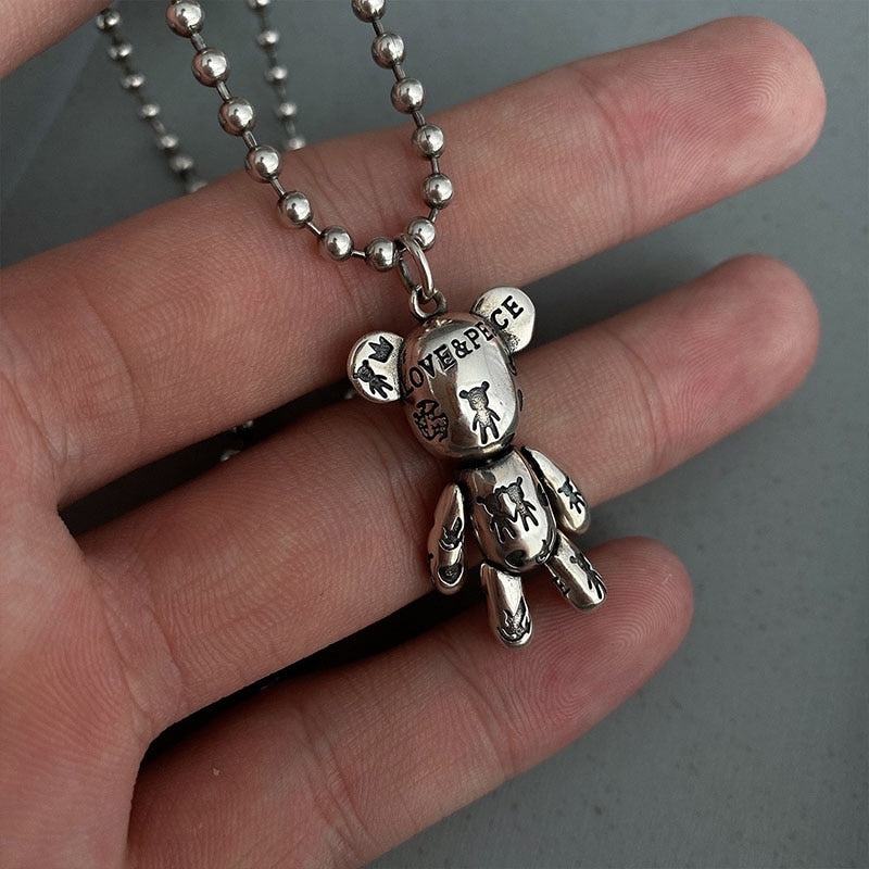 Peris Gems Silver Silver Metal Teddy Bear Necklace for Women | Pattern Teddy Bear Silver Metal Teddy Bear Necklace for Women | Teddy Bear SHEIN Amazon Temu