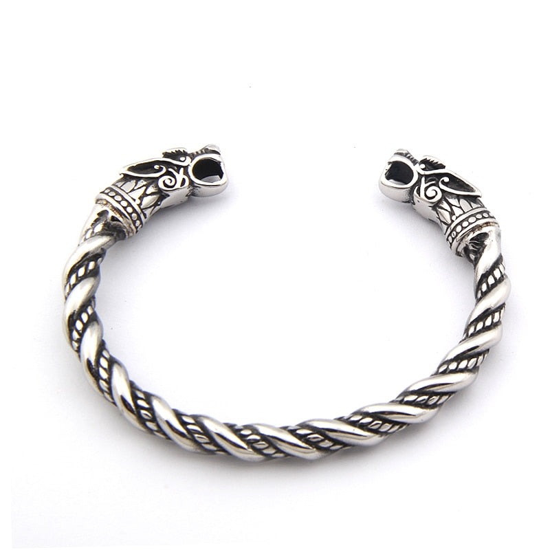 Peris Gems Silver Silver Wolf Head Cuff Bracelets Unisex | Stainless Steel Norse Wolf Silver Wolf Head Cuff Bracelets Unisex Stainless Norse Wolf SHEIN Amazon Temu