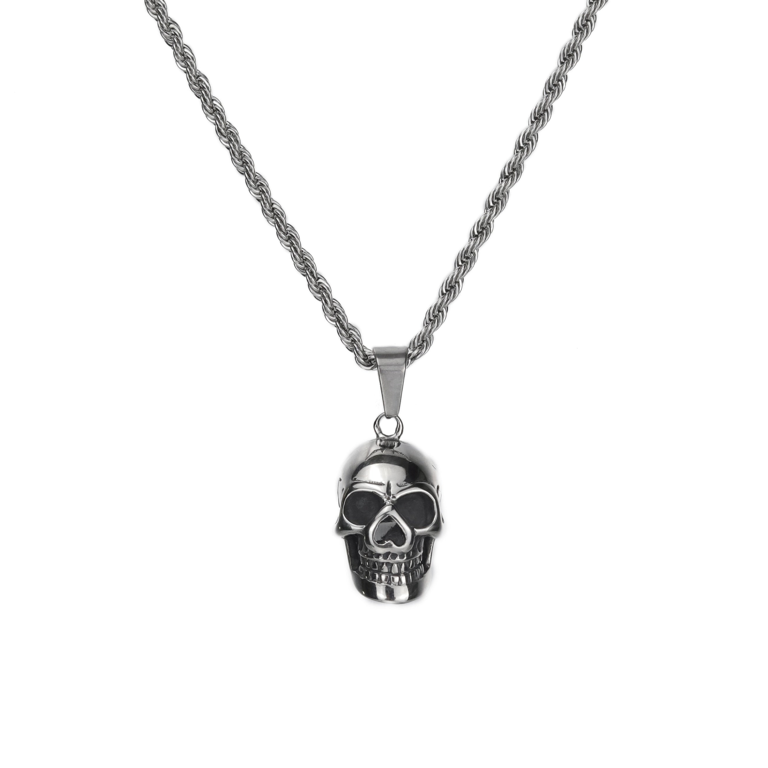 Peris Gems Silver Skeleton Skull Pendant Necklace Unisex | Punk Rock Twisted Chain Necklace Skeleton Skull Pendant Necklace Unisex | Punk Rock Twisted SHEIN Amazon Temu