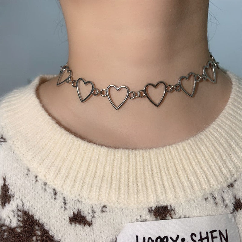 Peris Gems Silver Stacked Hollow Heart Love Choker Necklace for Women SHEIN Amazon Temu