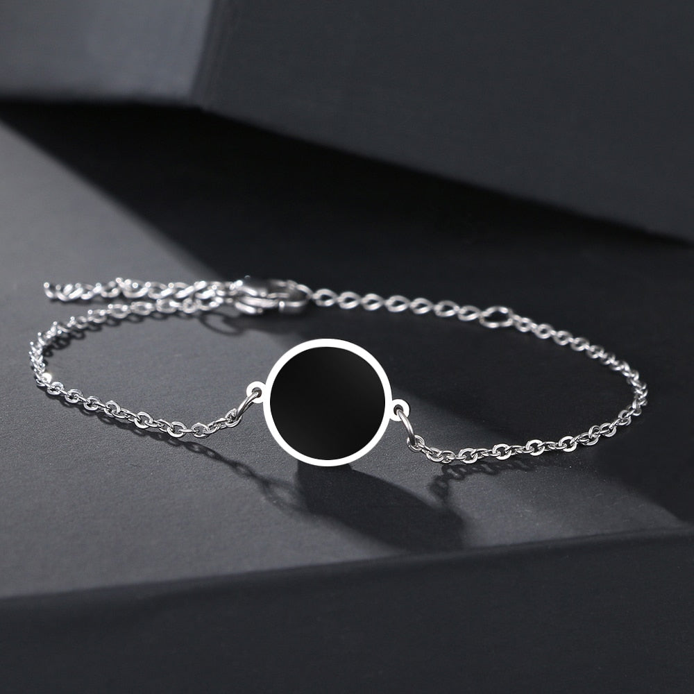 Peris Gems Silver Stainless Steel Minimalist Gold Bracelet | Black Charm Bracelet Unisex SHEIN Amazon Temu