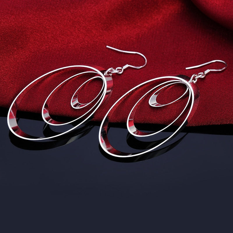 Peris Gems Silver Three Circle 925 Silver Drop Earrings for Women SHEIN Amazon Temu
