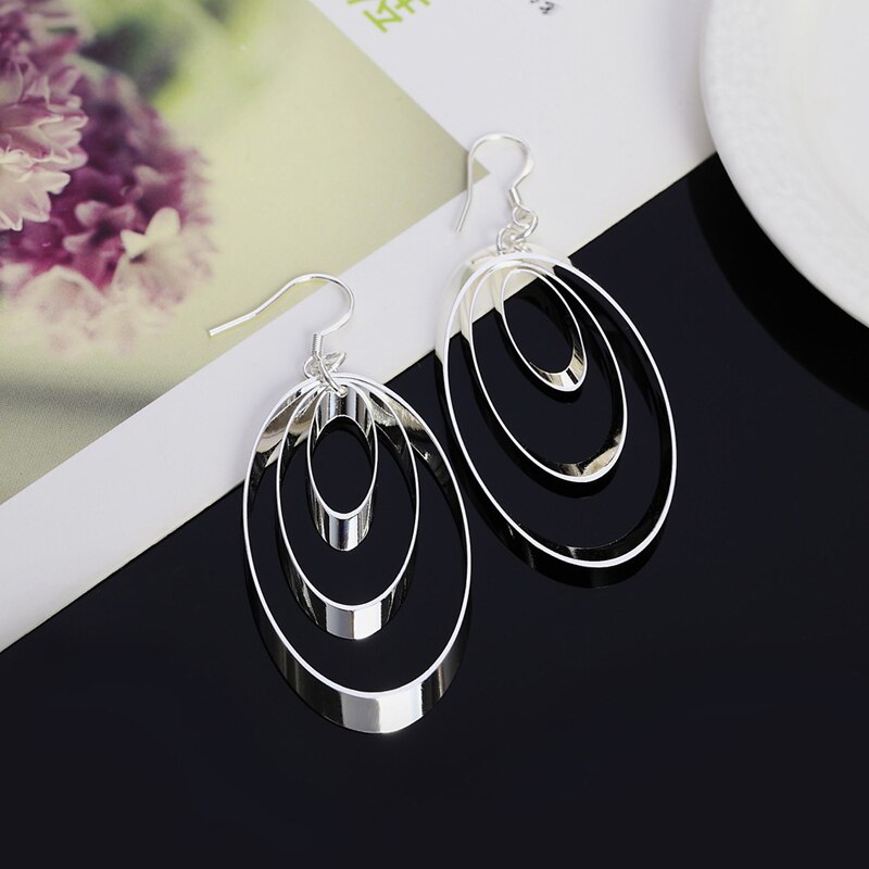 Peris Gems Silver Three Circle 925 Silver Drop Earrings for Women SHEIN Amazon Temu
