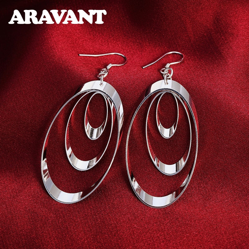 Peris Gems Silver Three Circle 925 Silver Drop Earrings for Women SHEIN Amazon Temu