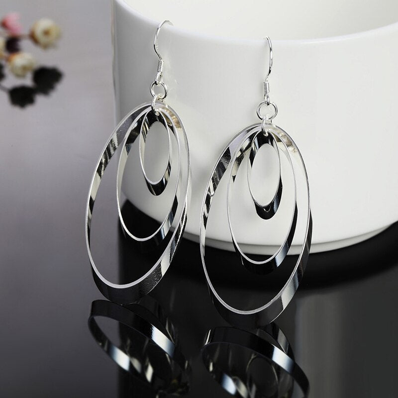 Peris Gems Silver Three Circle 925 Silver Drop Earrings for Women SHEIN Amazon Temu