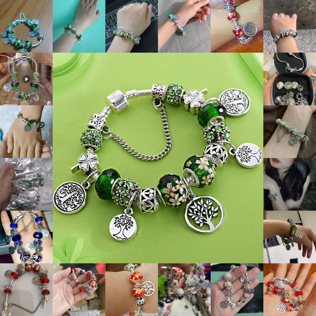 Peris Gems Silver Tree of Life Bracelet Unisex | Green Charms SHEIN Amazon Temu