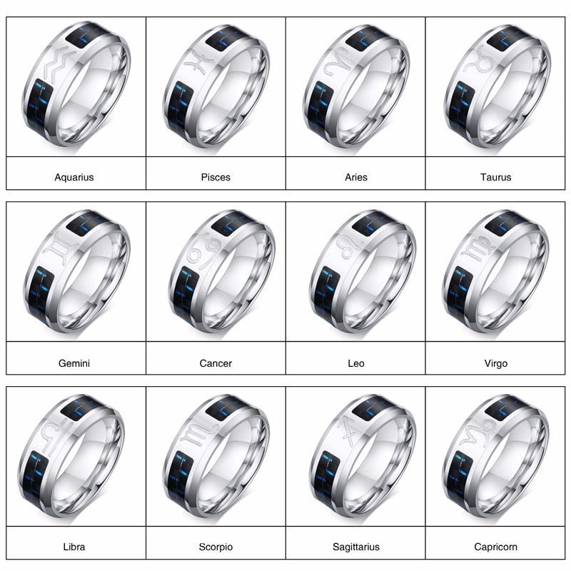 Peris Gems Silver Twelve Constellations Zodiac Rings Unisex Stainless Steel Silver Twelve Constellations Zodiac Rings Stainless Steel SHEIN Amazon Temu