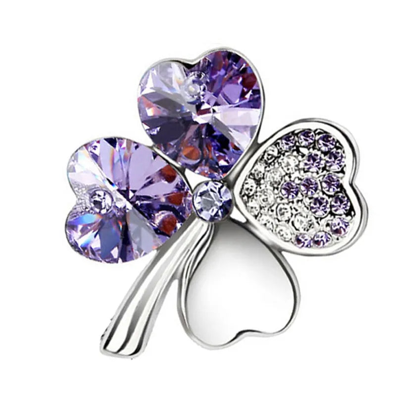 Peris Gems silver violet Irish Luck Four Leaf Clover Lapel Badge Pins SHEIN Amazon Temu