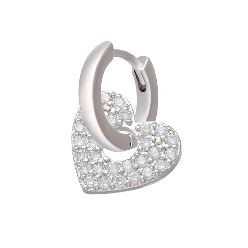 Peris Gems silver white-1piece Crystal Heart Earrings for Women | Gold and Diamond Hoop Earrings SHEIN Amazon Temu
