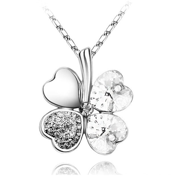 Peris Gems silver white Diamond Clover Pendant Necklace Unisex | Silver Necklace SHEIN Amazon Temu