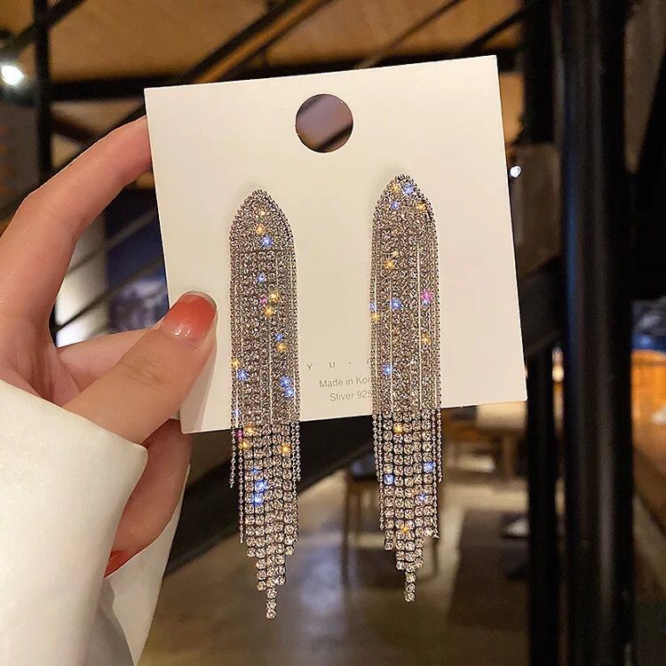 Peris Gems silvery Long Diamond Tassel Earrings for Women | Party Jewelry SHEIN Amazon Temu