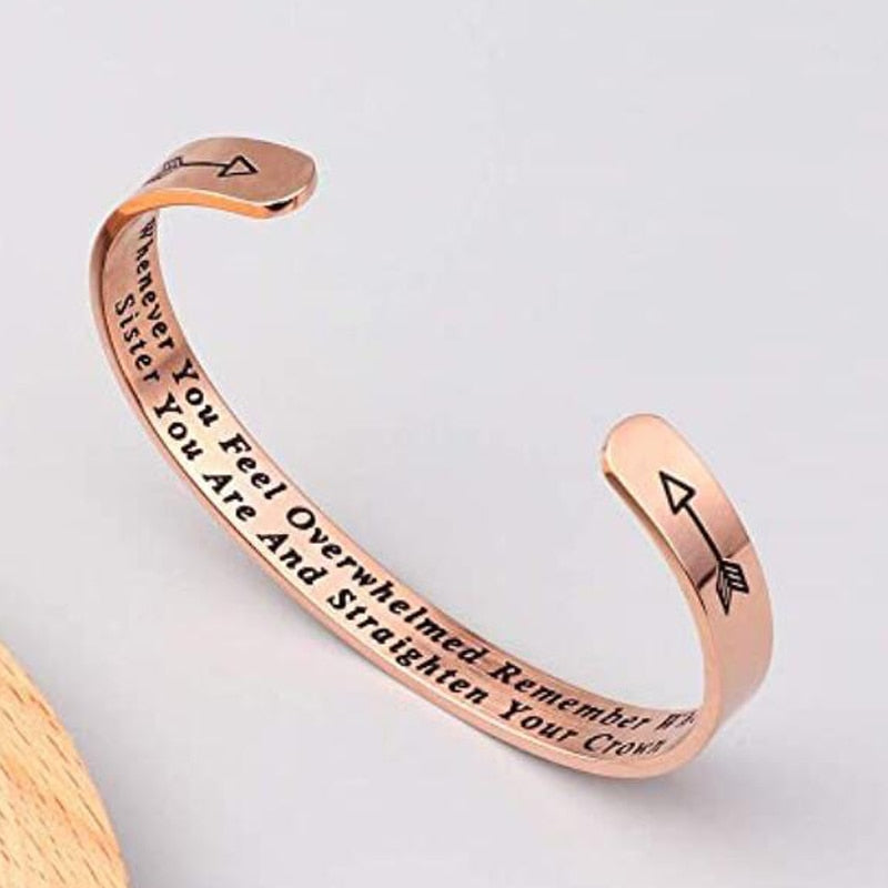 Peris Gems SISTER Rose gold Engraved Inspirational Bangle Bracelet | Straighten Your Crown Inspirational Jewelry SHEIN Amazon Temu