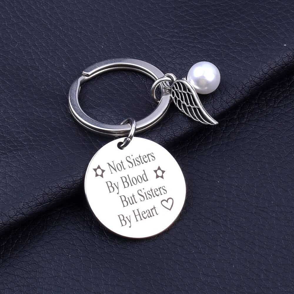 Peris Gems Sisters By Heart Engraving Stainless BFF Keychains for Women SHEIN Amazon Temu